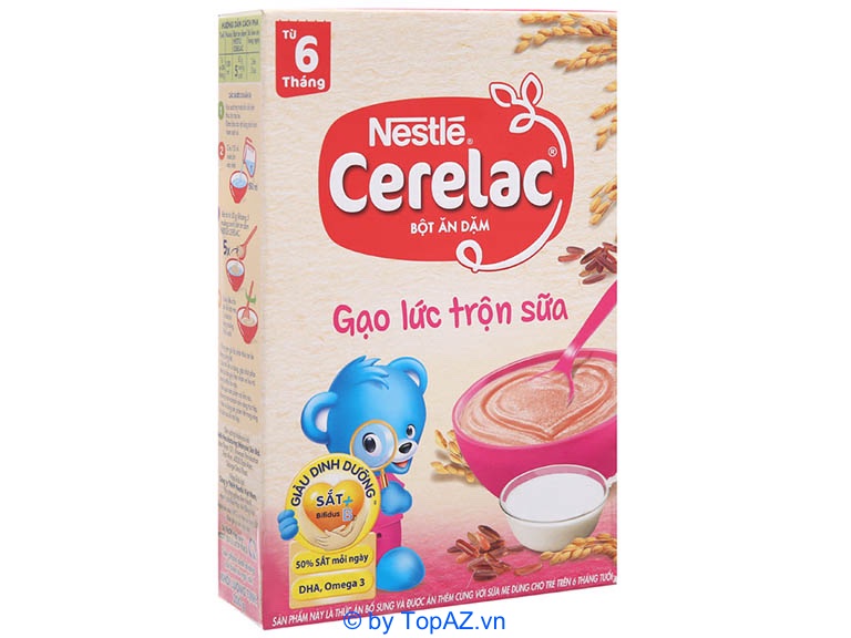 Nestlé Cerelac gạo lức trộn sữa phù hợp cho những trẻ đang trong giai đoạn ăn dặm từ 6 tháng tuổi trở lên.