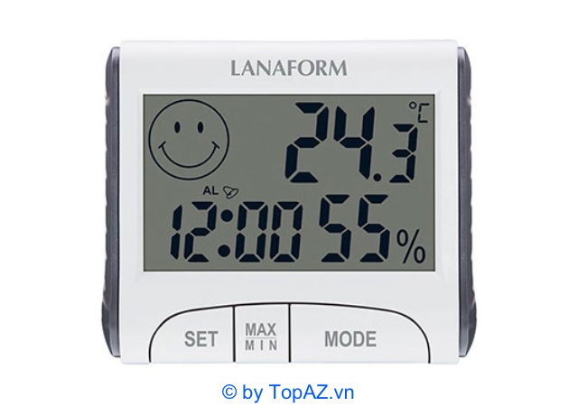Nhiệt ẩm kế điện tử có giờ Lanaform LA120701 sử dụng công nghệ cảm biến thông minh