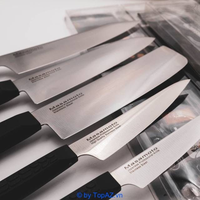 Bộ dao Nhật MASAMOTO gồm 5 món với nhiều kích thước và kiểu dáng, đáp ứng được mọi nhu cầu sử dụng