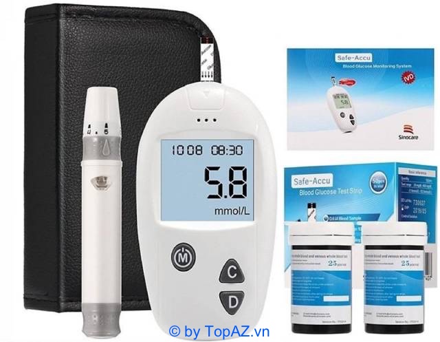 Máy đo đường huyết Safe Accu thuộc thương hiệu Sinocare và được sản xuất bằng công nghệ tiên tiến, hiện đại của Đức