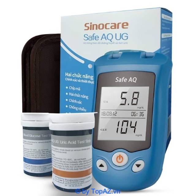 Sinocare Safe AQ UG có thể kiểm tra tổng thể hai phần bên trong máu là Acid Uric và đường huyết