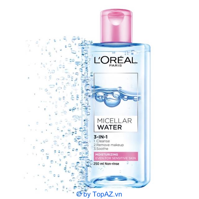 L'Oreal Paris 3-in-1 Micellar Water Hoisturizing Even For Sensitive Skin được người dùng đánh giá cao về hiệu quả.