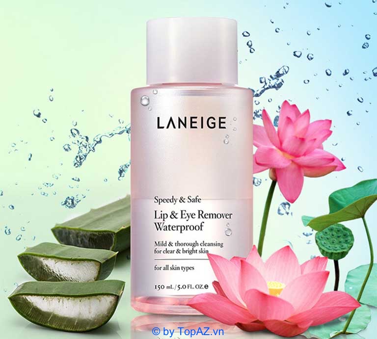 Laneige Lip & Eye Remover Waterproof được đánh giá là dòng tẩy trang lành tính, có thể làm sạch tối ưu cho mắt môi mà không gây kích ứng