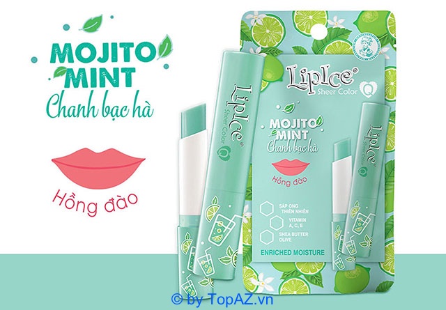 Lipice Sheer Color Mojito Mint có thể điều chỉnh độ đậm nhạt để có sắc môi phù hợp, ứng ý nhất.