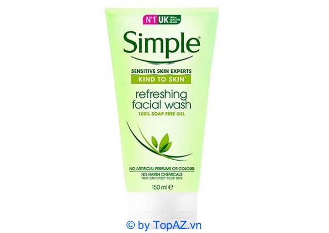 Sữa rửa mặt Simple Kind To Skin Refreshing Facial Wash Gel tạo cảm giác dễ chịu, thoải mái khi sử dụng.