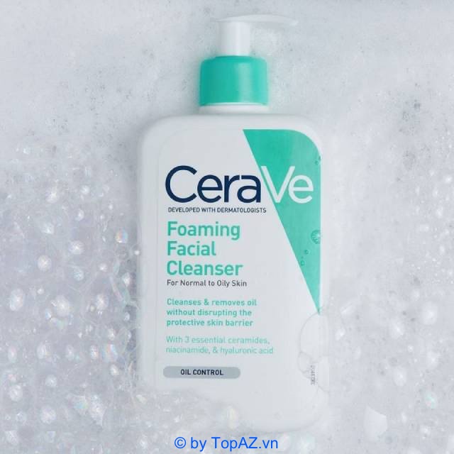 Cerave Foaming Facial Cleanser giúp làm sạch da với mức độ nhẹ, hỗ trợ trị mụn và giảm hiệu quả tình trạng viêm, sưng