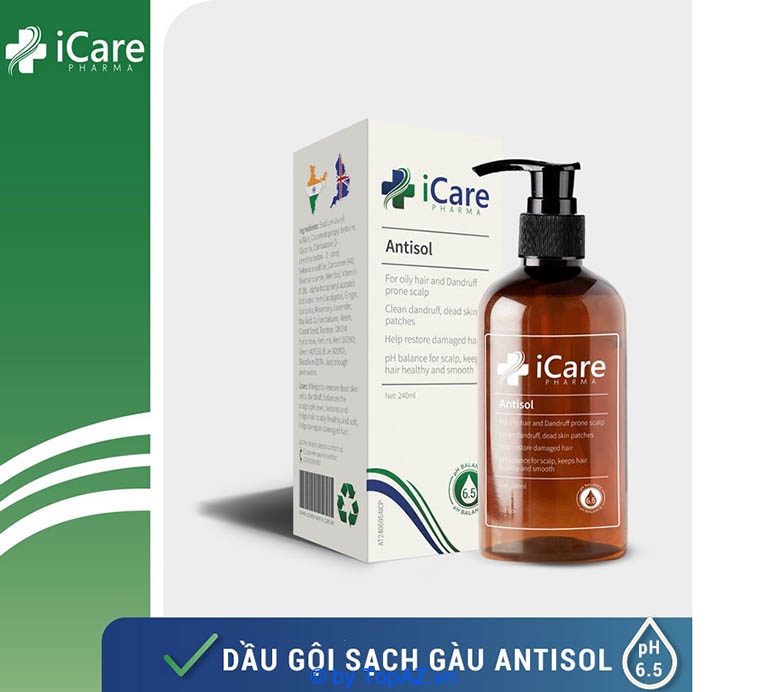 Antisol iCare Pharma với công thức chuẩn y khoa giúp cải thiện tóc rụng và da gàu hiệu quả