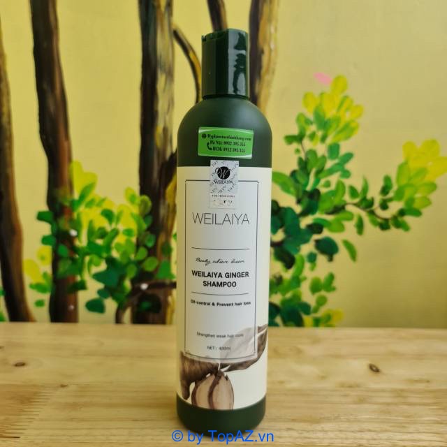 Dầu gội trị rụng tóc Weilaiya có thành phần gồm chiết xuất từ hà thủ ô, chiết xuất gừng tươi, dầu Olive, Protein Hydrolase,....