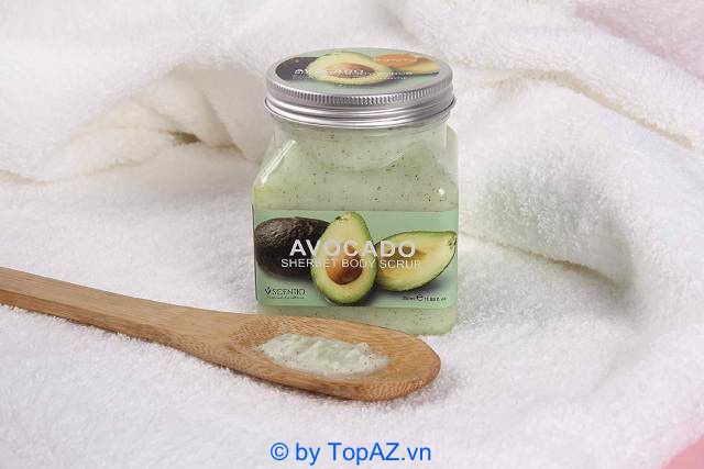 Scentio Avocado Sherbet Body Scrub được điều chế từ muối khoáng tinh khiết và chiết xuất quả bơ Châu Mỹ