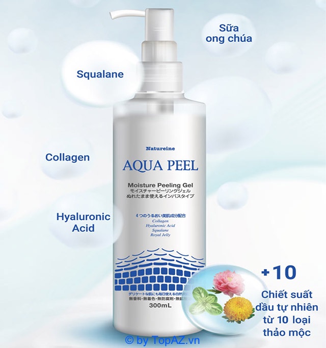Tẩy tế bào chết Natureine Aqua Peel còn hỗ trợ cải thiện kích thước lỗ chân lông.