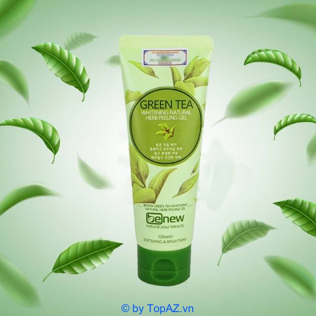 Benew Green Tea Whitening Natural Herb Pelling Gel có thành phần chủ yếu từ thiên nhiên như chiết xuất trà xanh, mật ong,...