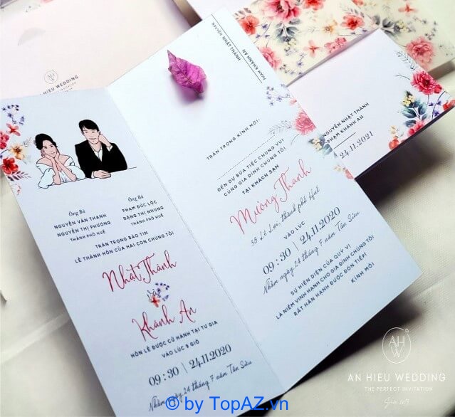 Mẫu thiệp cưới đẹp, đơn giản tinh tế được thiết kế, in ấn bởi An Hiếu Wedding