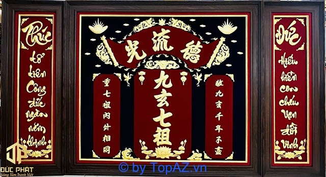 tranh thờ cửu huyền thất tổ chữ Hán 