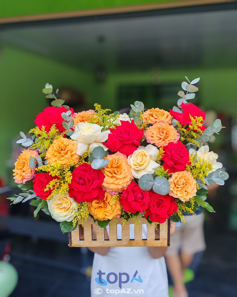 Giỏ hoa chúc mừng khai trương từ MỘC Flower ở mỹ tho