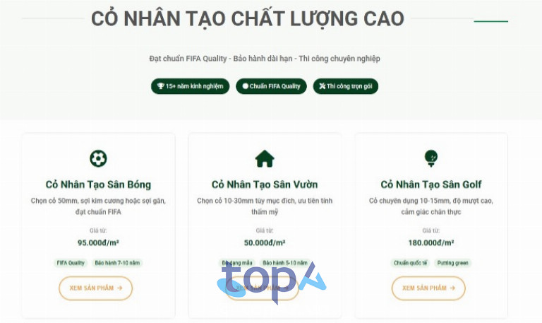 Đa dạng sản phẩm cỏ nhân tạo từ Khánh Phát