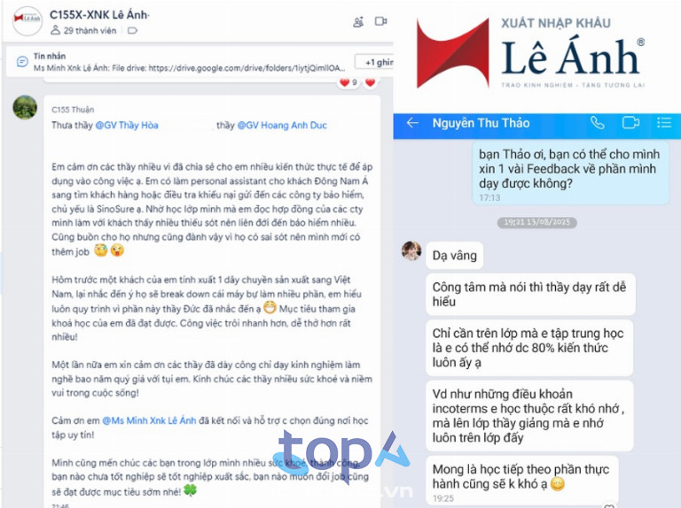 Khóa học xuất nhập khẩu thực tế tại Lê Ánh