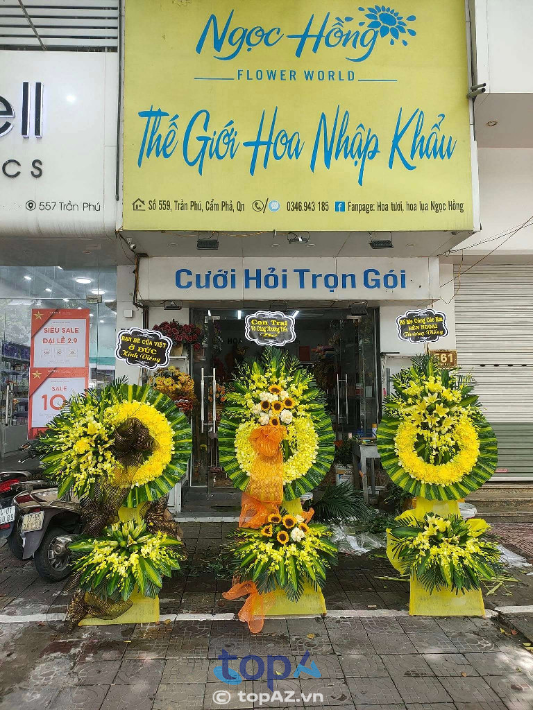 Shop Hoa Ngọc Hồng cung cấp hoa viếng đám tang với các mẫu thiết kế tinh tế, chất lượng cao tại TP. Cẩm Phả