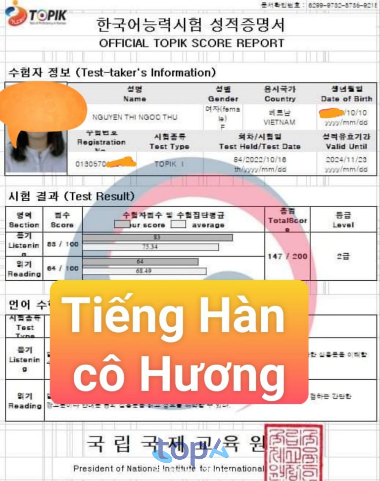 Tiếng Hàn Cô Hương – Chung cư số 7 Nguyễn Thiện Thuật