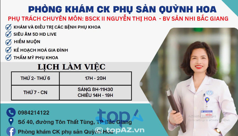 Phòng khám CK phụ sản Quỳnh Hoa - P. Bắc Giang