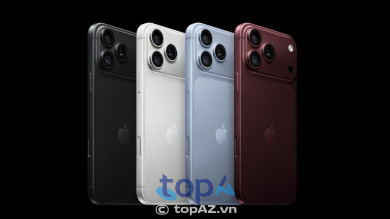 Bốn màu Đen, Bạc, Băng Thanh và Đỏ Burgundy của iPhone 18 Pro/Pro Max. Ảnh: Apple